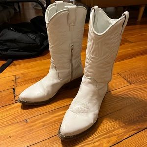 White Leather Cowboy Boots